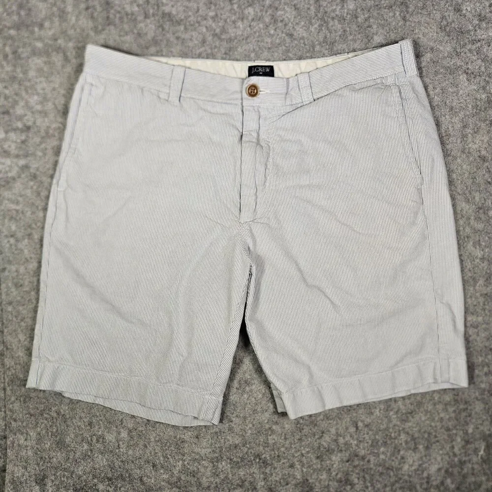 J‎ Crew Mens Blue Stripe Gramercy Flat Front Shorts Casual Preppy Comfort Sz 36W